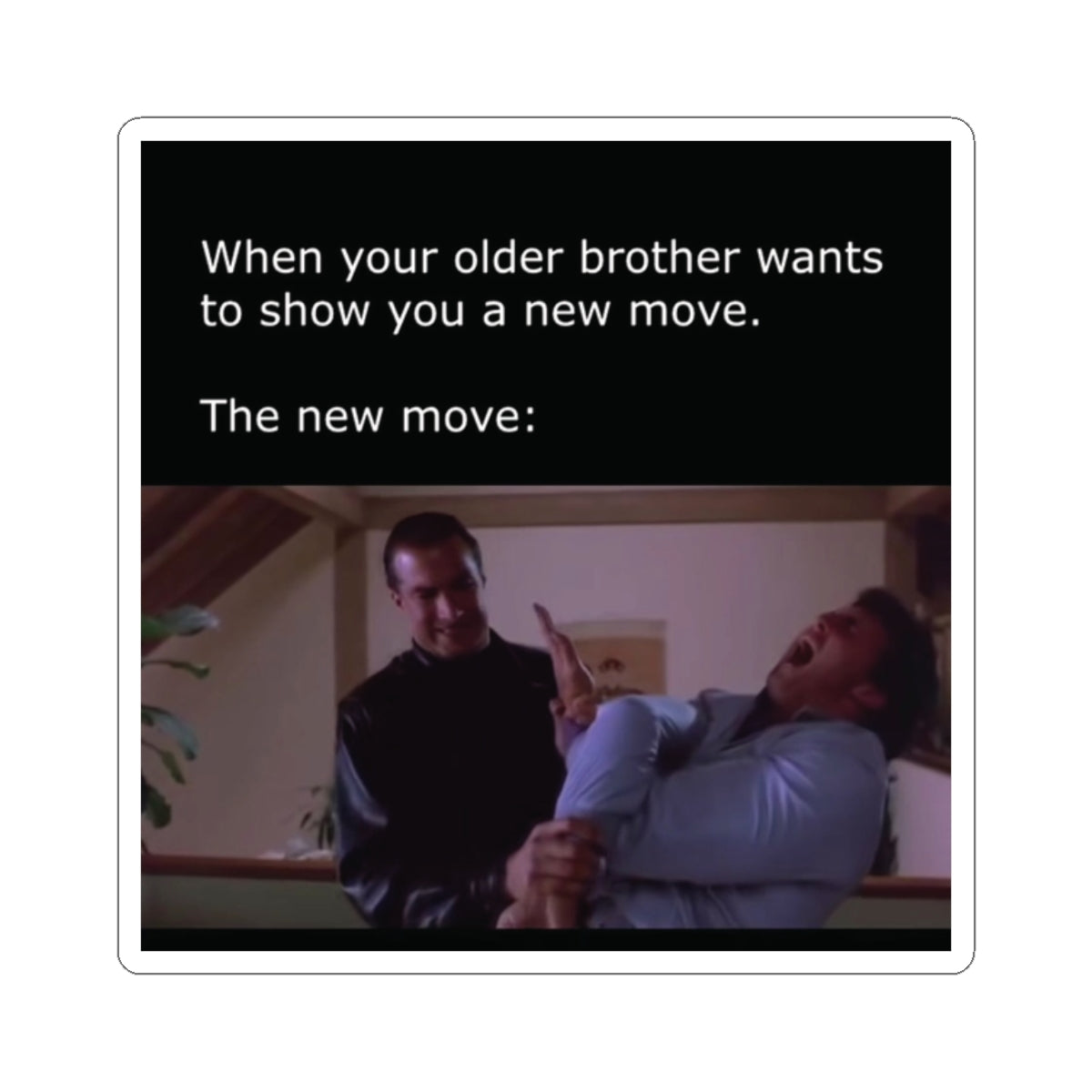Sticker — "When your older brother wants to show you a new move" Meme Kiss-Cut Sticker