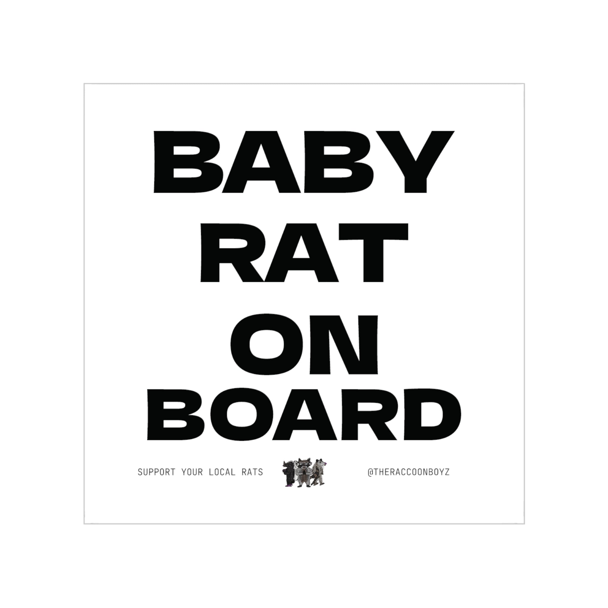 Baby Rat On Board  — Transparent Square Outdoor Sticker