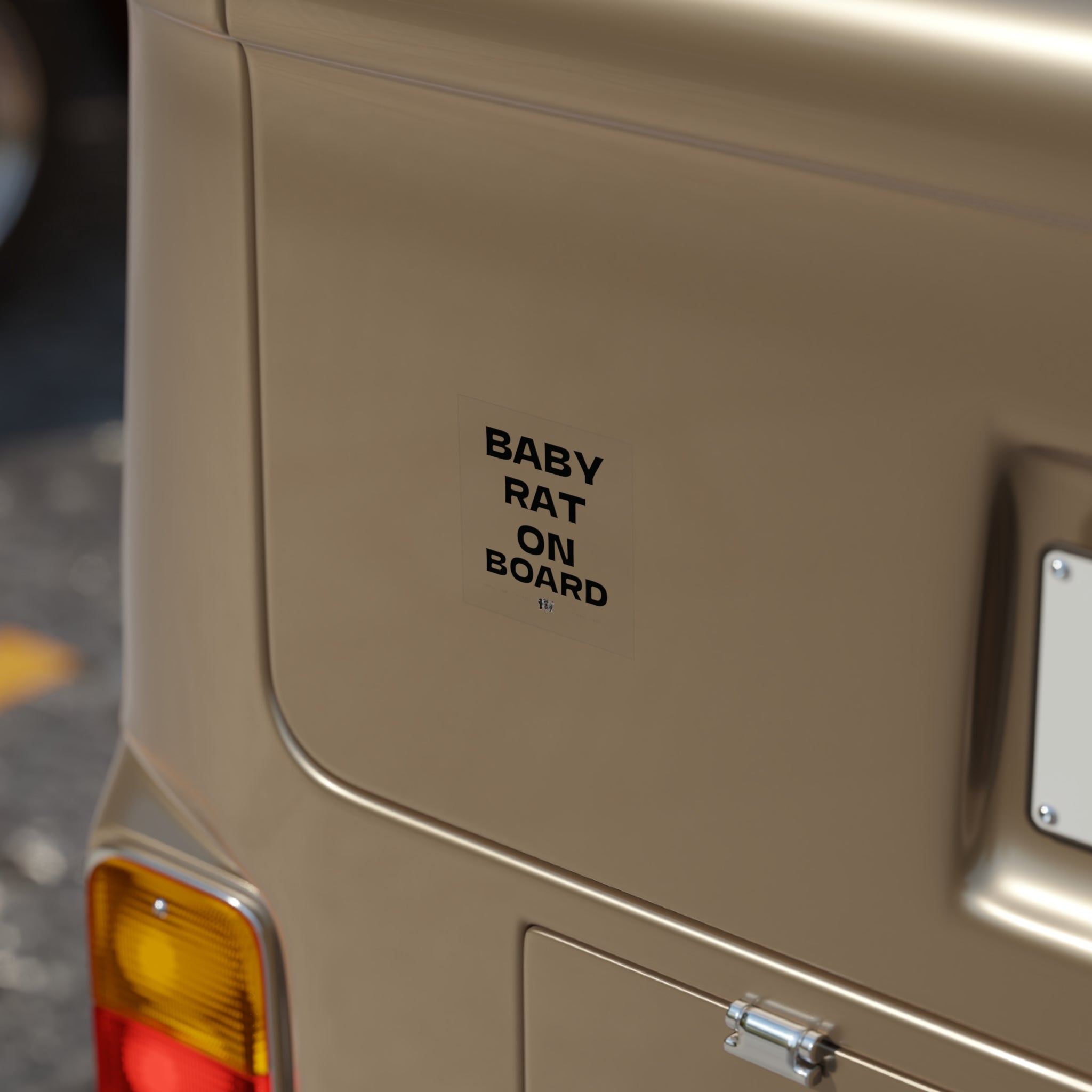Baby Rat On Board  — Transparent Square Outdoor Sticker
