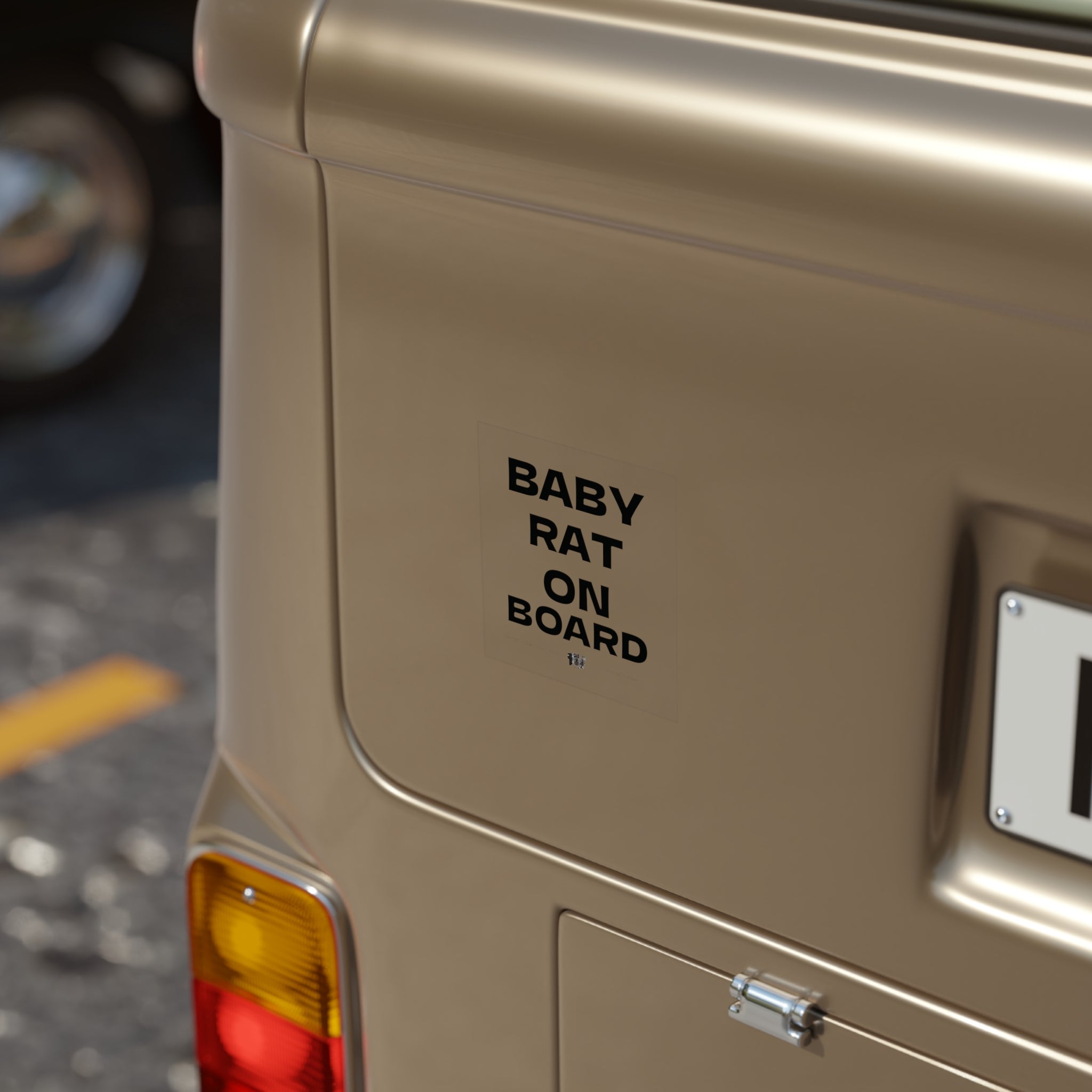 Baby Rat On Board  — Transparent Square Outdoor Sticker
