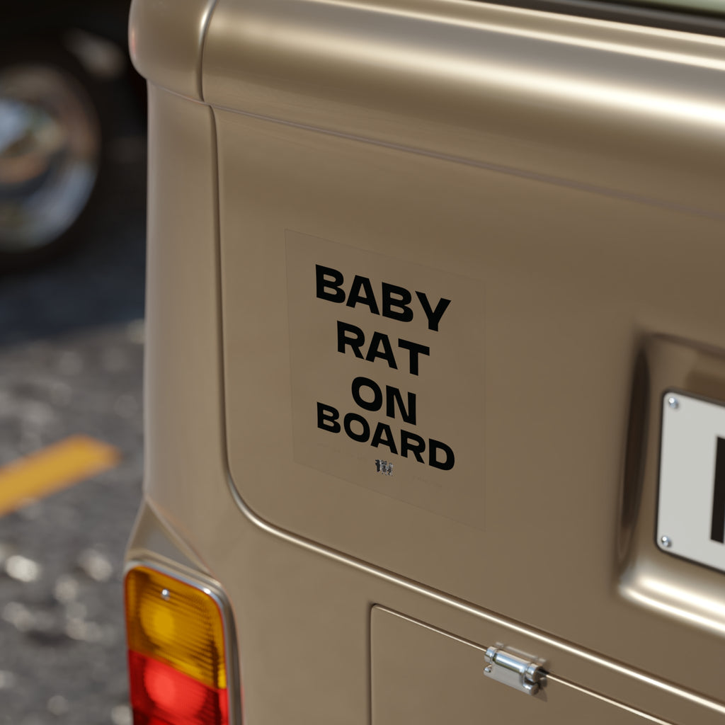 Baby Rat On Board  — Transparent Square Outdoor Sticker
