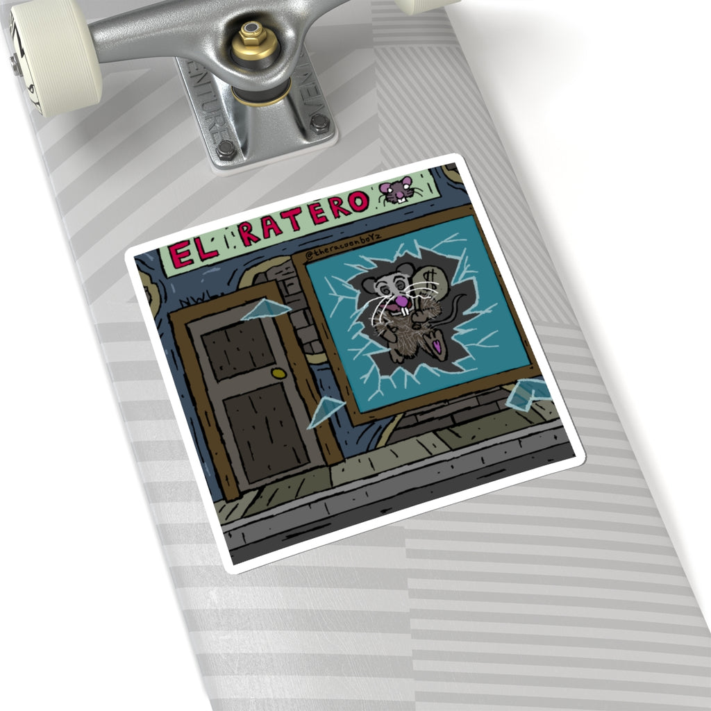Ratero Poster Kiss-Cut Sticker — Retro Street Art Rat Character Sticker
