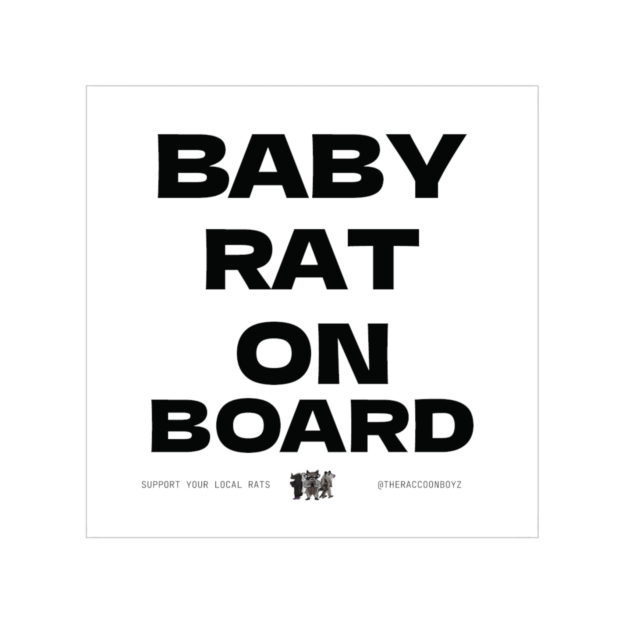 Baby Rat On Board  — Transparent Square Outdoor Sticker