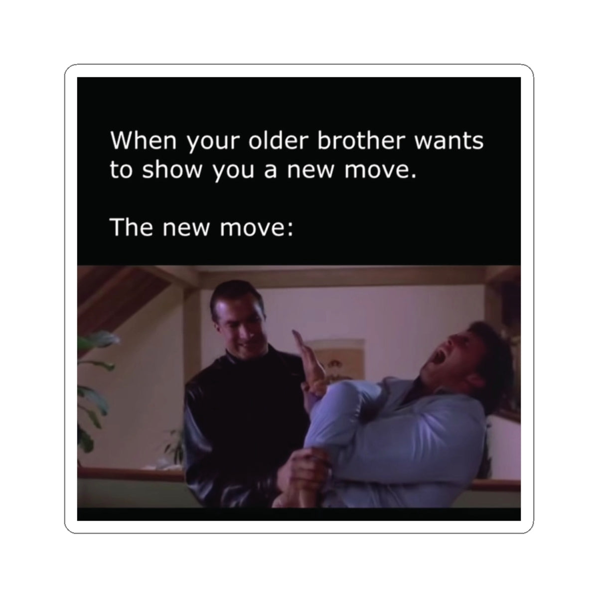 Sticker — "When your older brother wants to show you a new move" Meme Kiss-Cut Sticker